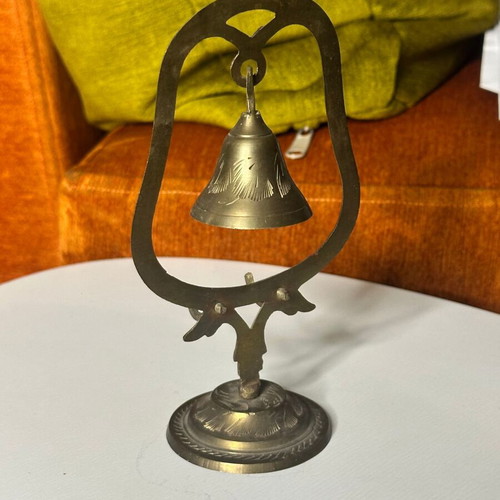 Vintage brass decorative table bell used, missing clapper