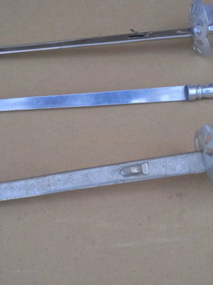 Old fair swords used, set of 3, length about 50 cm each