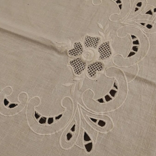 Handmade large white cotton tablecloth new