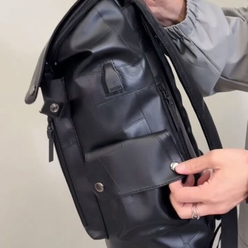 Unisex backpack new with patchwork design, synthetic leather