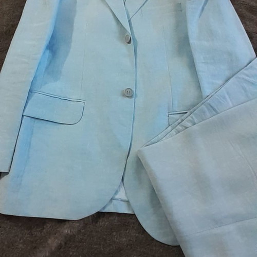 Berto Lucci men's light blue linen suit size M used
