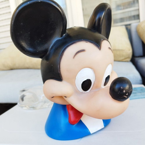 Plastic Mickey Mouse vintage piggy bank used 1971