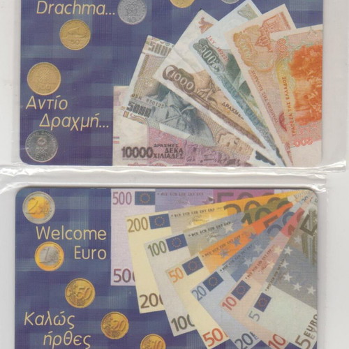 Parthenon commemorative cards - Goodbye Drachma puzzle 2 cards new