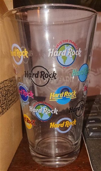  HARD ROCK CAFE ATHENS 50th Anniversary PINT BEER GLASS - megalo ke vari potiri mpiras