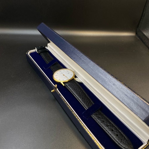 Edox Quartz wristwatch, Swiss made, gold plated, white dial