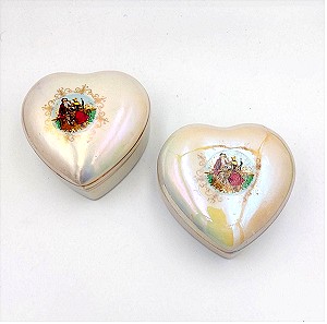 Κοσμηματοθήκες σε σχήμα καρδιάς ζωγραφισμένες 2 τεμάχια