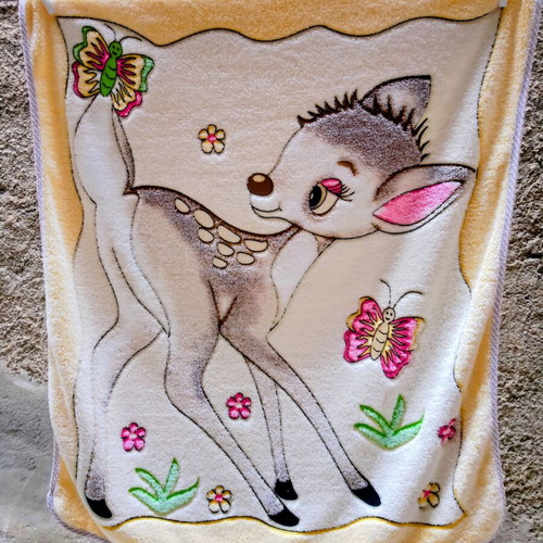 Bambi Fleece Baby Blanket New, Soft Pastel Colors