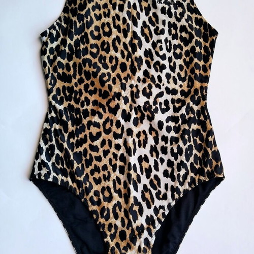 Ganni leopard print one piece swimsuit new size 34