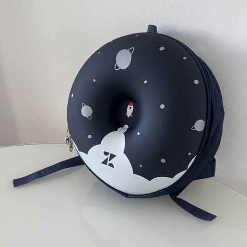Space backpack 3D new, blue with planets and rocket design