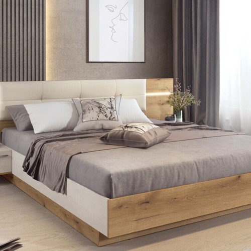 Bedroom set with adjustable touch lighting, storage and lift mechanism used