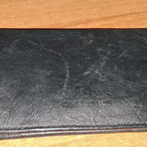 Status leather tobacco pouch used with wear and burn mark