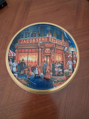 Vintage Jacobsens Bakery metal box used