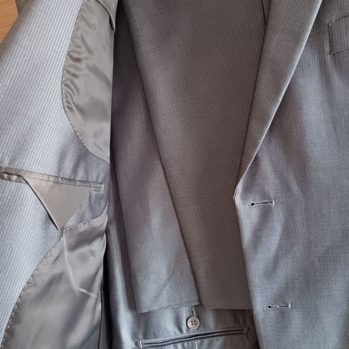 Men's suit set used, gray silver jacket and trousers