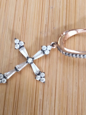Galleria Armadoro single cross earring new, silver .925 gold plated