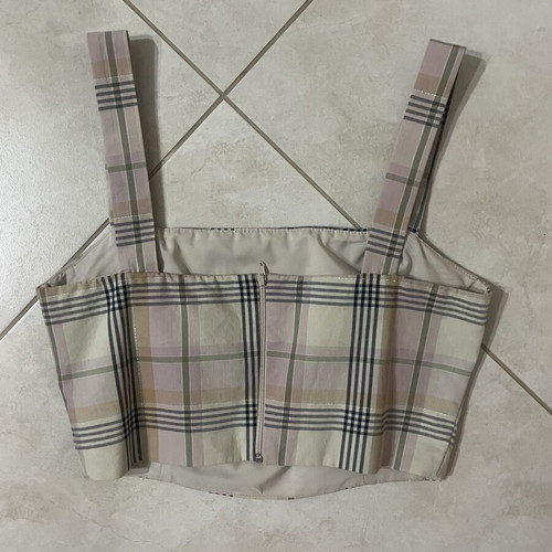 Access checked top, size S / 36 / 8, beige multicolor