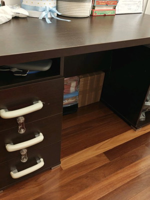 Computer desk like new with three drawers wenge color