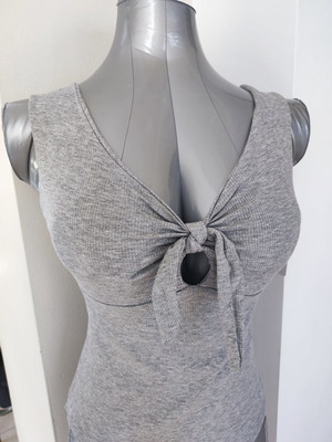 Forebelle Grey Bodysuit with Tie One Size New