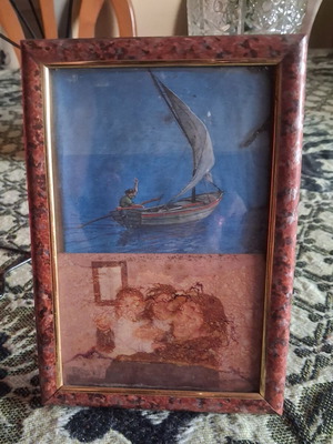 Vintage photo frame 12x17 cm with red granite effect, like new