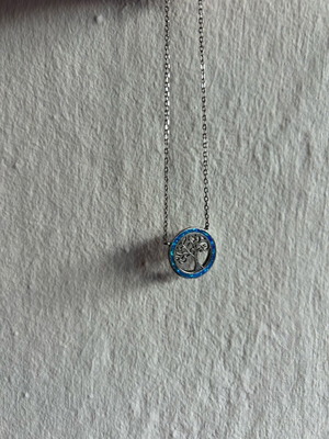 Vintage pendant The Tree of Life used, gray and blue