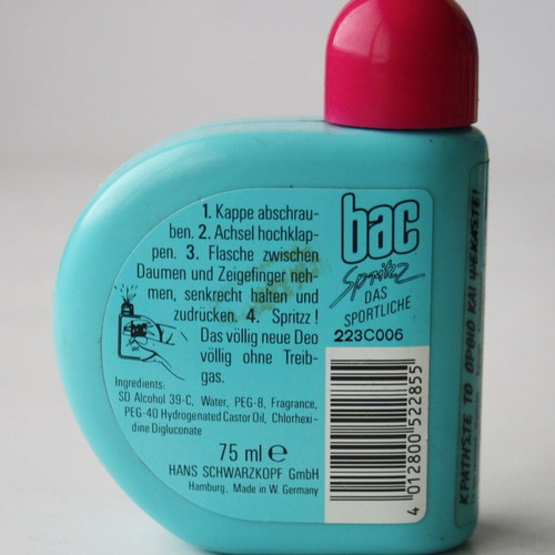 Bac Spritz Deo 75ml vintage 80's new Schwarzkopf West Germany