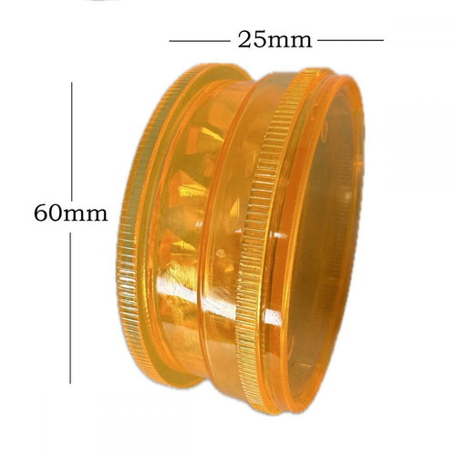 Plastic tobacco and herb grinder orange new 60x25mm 2-position