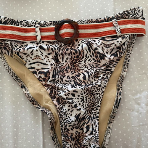 SunsetGo! bikini with red and multicolor animal print
