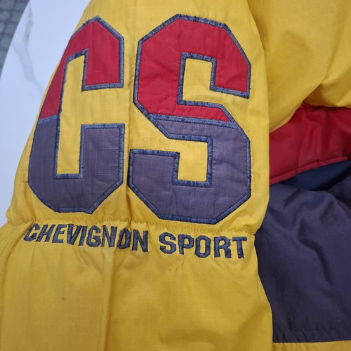 Chevignon Vintage Puffer Jacket Sport Dept Large, like new, yellow color-blocking