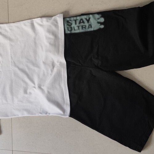 Joyce boys' set with printed white T-shirt and black shorts, size 14