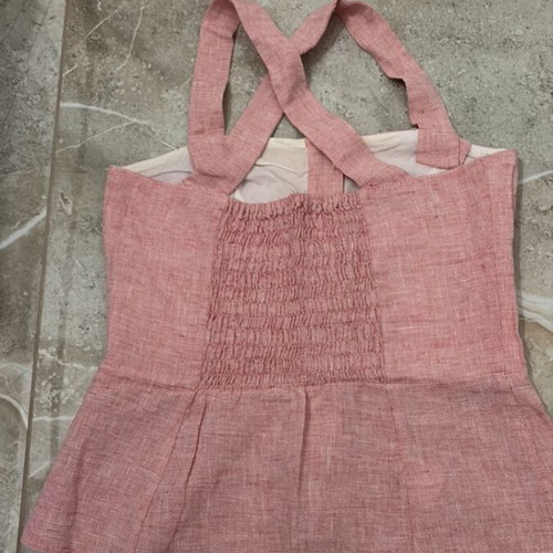 Anna Riska blouse with matching fabric belt, like new, XS pink