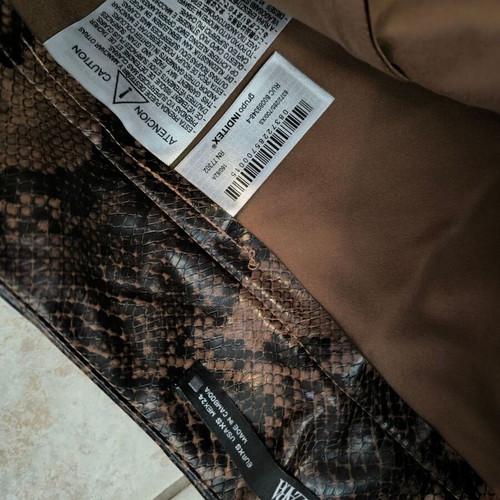 Zara asymmetrical faux leather snakeskin brown skirt new size XS
