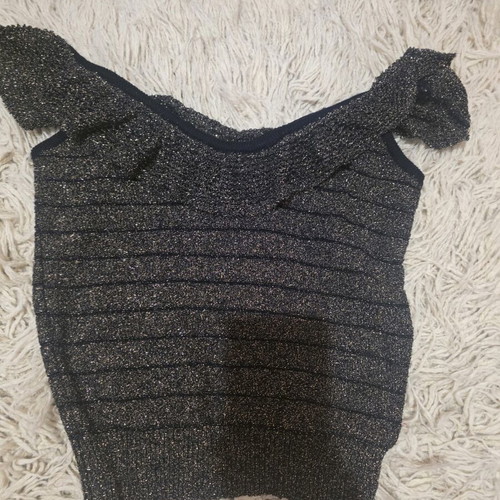 Shiny knitted blouse like new, black and gold, size S