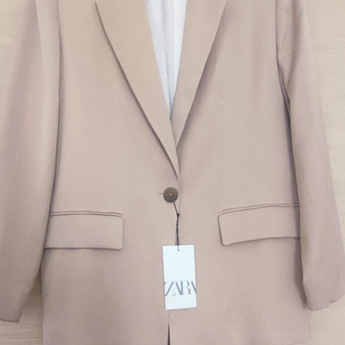 Zara satin jacket medium beige new