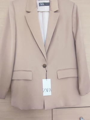 Zara satin jacket medium beige new