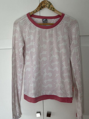 Nike girls' long-sleeve shirt size L like new, white and pink
