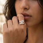 S925 Silver Ring Minimal Double Drop