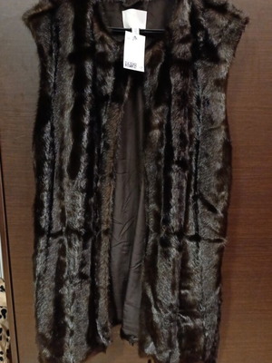 H&M Sleeveless Vest New with Synthetic Fur Brown