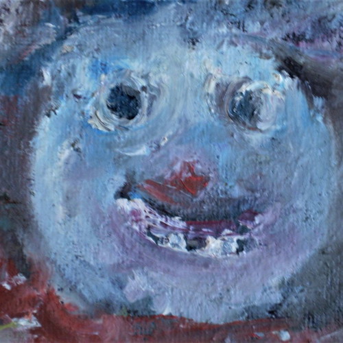 Authentic modern oil painting fresco clown used