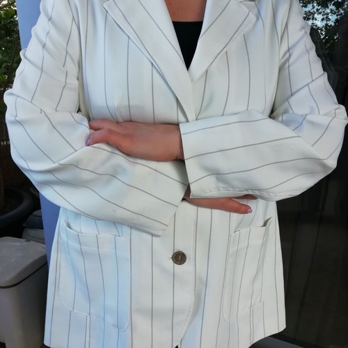 Ulla Popken women's jacket new, white with thin black stripe