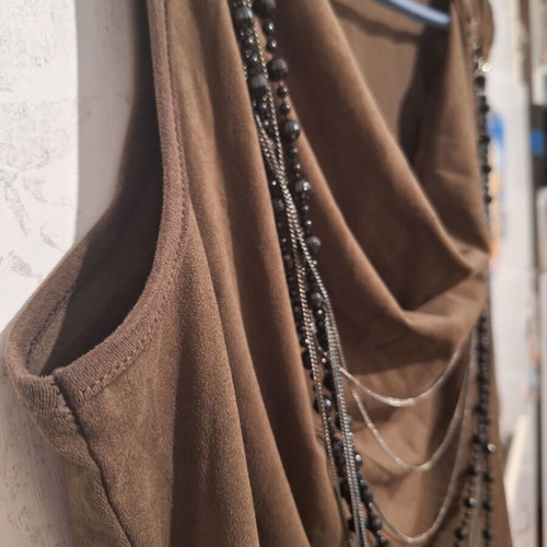 Velour Pin Up blouse like new, brown, sizes M-L