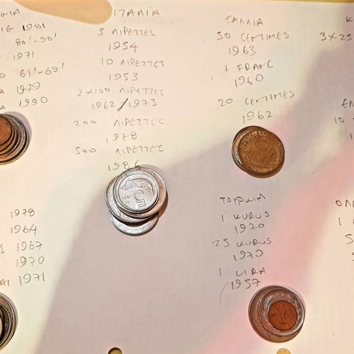 Old coins used, collection of 75 from various nationalities