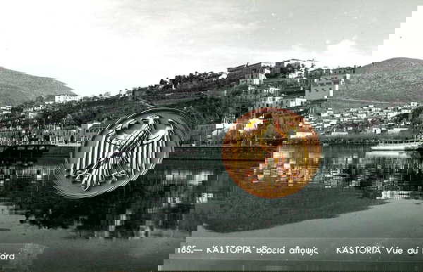 Καρτποσταλ: Καστοριά, βόρεια άποψις no. 185 / Kastoria vue du nord (δεκ. 1960) West Macedonia