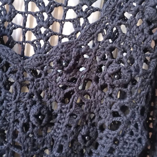 Sexy knitted black blouse like new with hematite beads