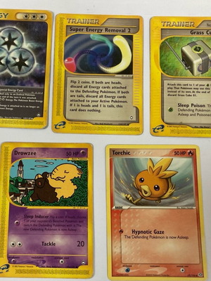 Κάρτες Pokémon μεταχειρισμένες, πακέτο 5 με Torchic, Drowzee, Energy