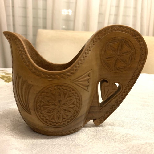 Wooden handmade wedding cup like new, Yugoslavia