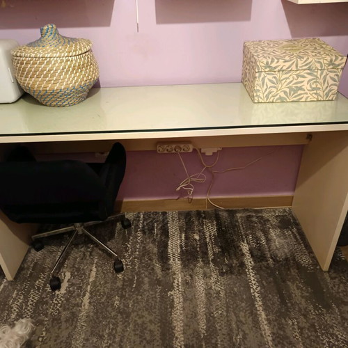 Teen bunk bed with desk and storage like new, carpenter-made