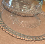 Glass cake stand with lid like new, large size, 32 cm diameter