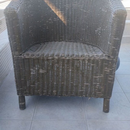 Bamboo armchair set with short table used for outdoor space