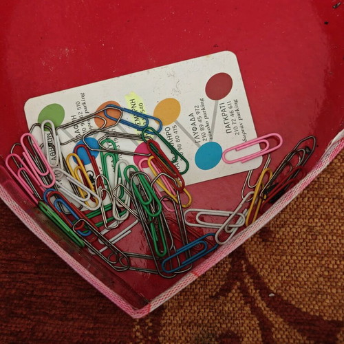 Heart jewelry box used, red and pink