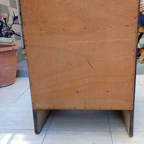 Vintage nightstand with 3 drawers used, wood, 1970s