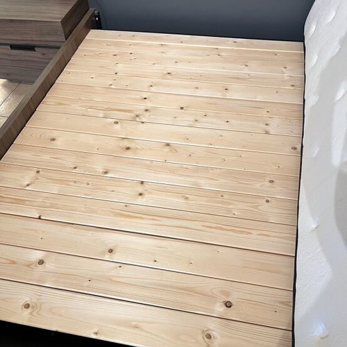 Double bed with bedside table set, wood veneer beige brown
